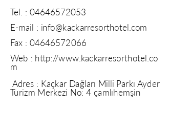 Kakar Resort Hotel iletiim bilgileri